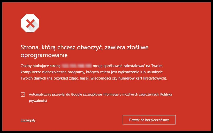 strona którą chcesz otworzyć zawiera złośliwe oprogramowanie strona którą chcesz otworzyć zawiera złośliwe oprogramowanie